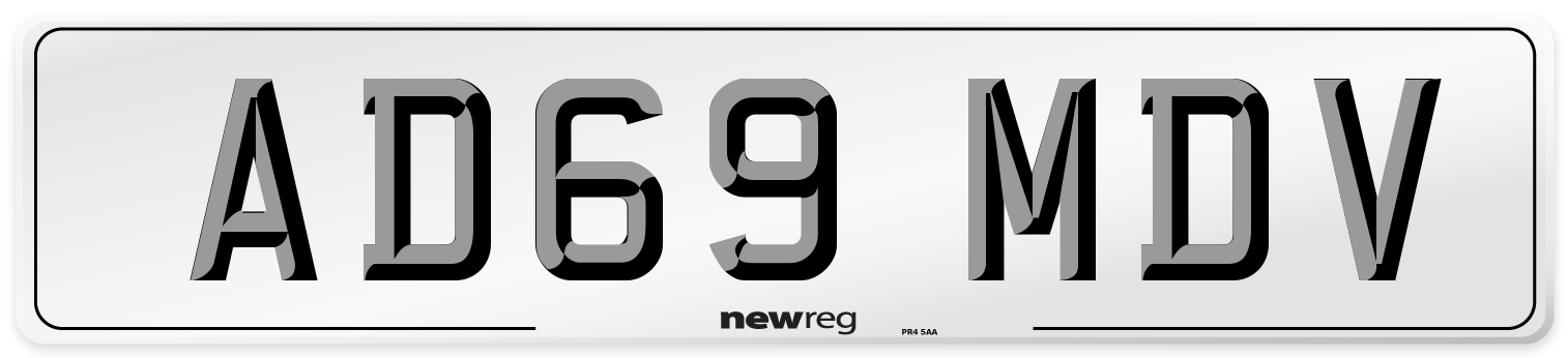 AD69 MDV Number Plate from New Reg